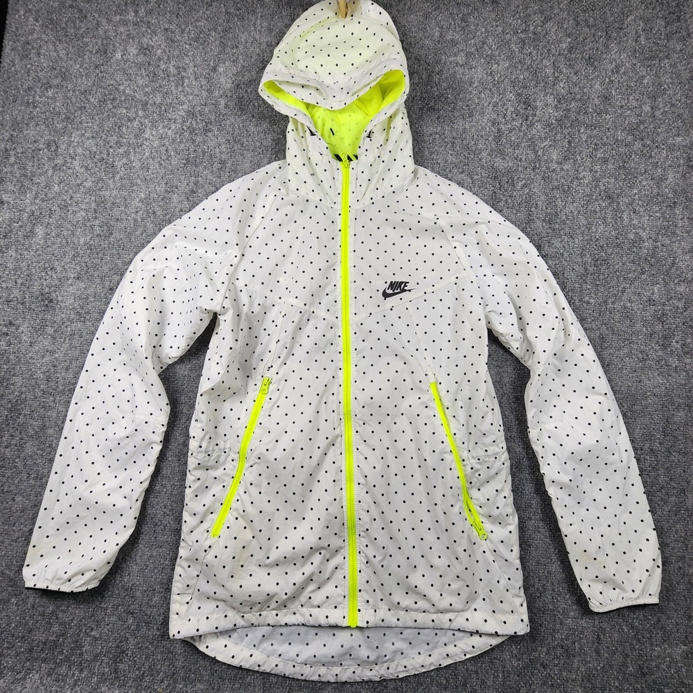 Nike Track & Field Windrunner Jacket White Polka Dot Neon Yellow Women Small